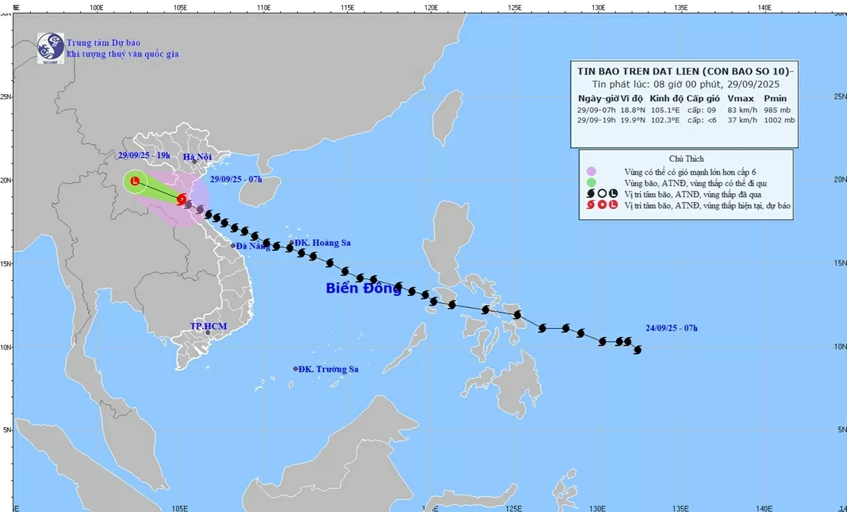 Dự báo ảnh hưởng của bão số 10: Vùng ven biển và các đảo các tỉnh từ Quảng Ninh - Nghệ An nước dâng 0,5-1m Dự báo ảnh hưởng của bão số 10: Vùng ven biển và các đảo các tỉnh từ Quảng Ninh - Nghệ An nước dâng 0,5-1m