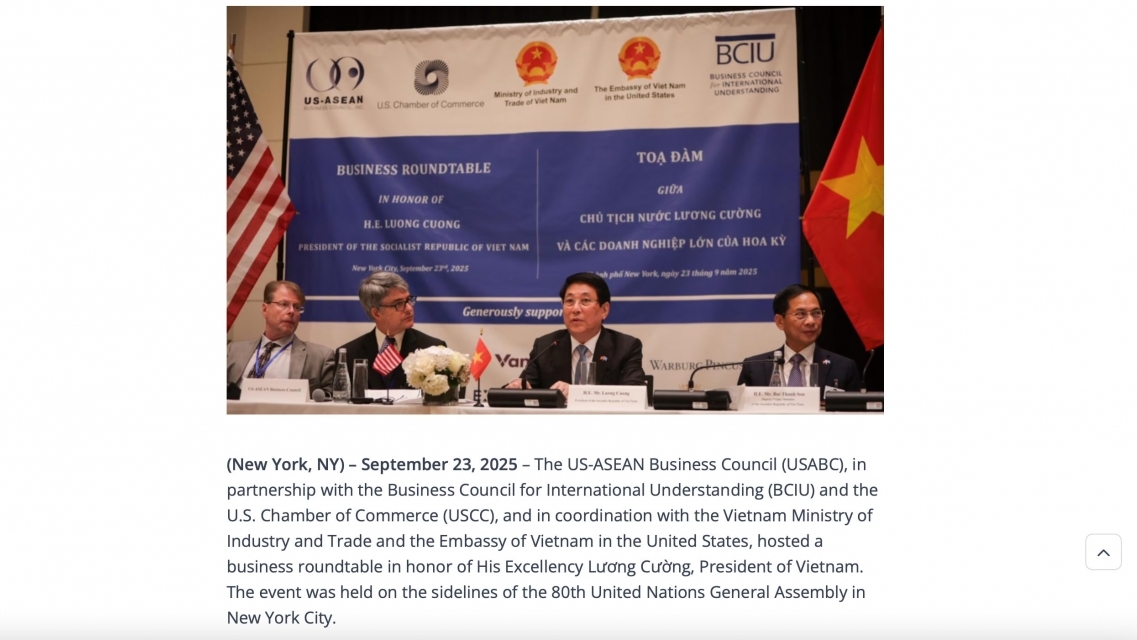 Truyền thông Mỹ đánh giá tích cực về chuyến công tác của Chủ tịch nước Lương Cường