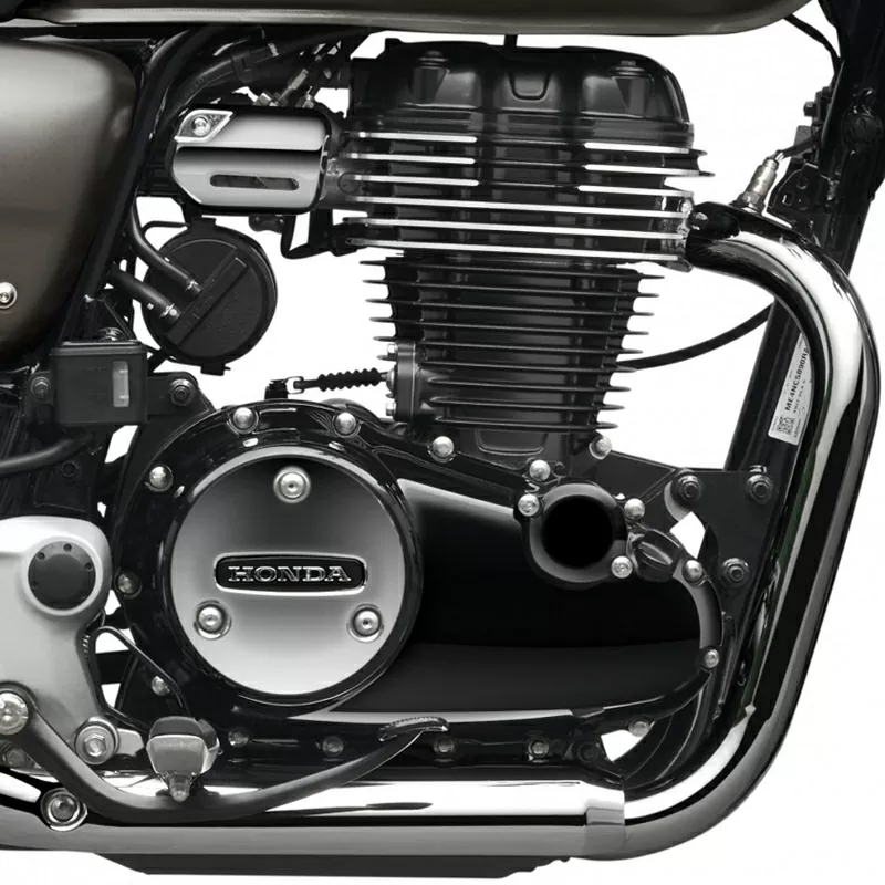 Điểm nhấn đầu tiên trên Honda CB350 H'ness 2025 đến từ khối động cơ đặt thẳng đứng.