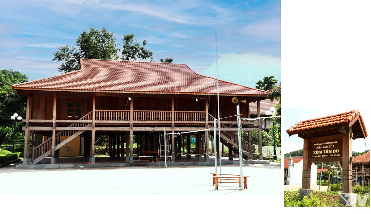 Dưới nếp nhà sàn nghe chuyện Tân Đô Nhà sinh hoạt cộng đồng của người dân Tân Đô.