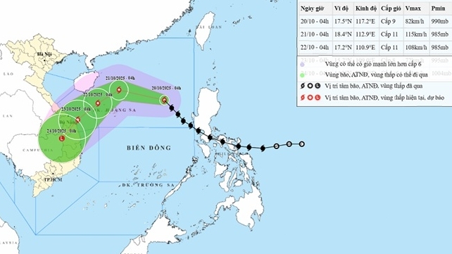 Ảnh hưởng của hoàn lưu bão số 12, ngày 22-27/10, Hà Tĩnh - Quảng Ngãi khả năng cao mưa lớn diện rộng, kéo dài, xảy ra lũ quét, sạt lở đất ở vùng núi