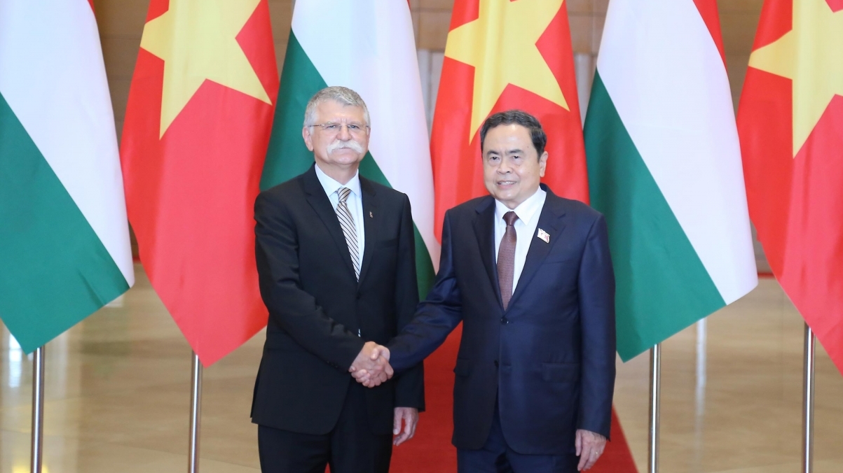 Chủ tịch Quốc hội Trần Thanh Mẫn đón Chủ tịch Quốc hội Hungary Kover Laszlo thăm chính thức Việt Nam