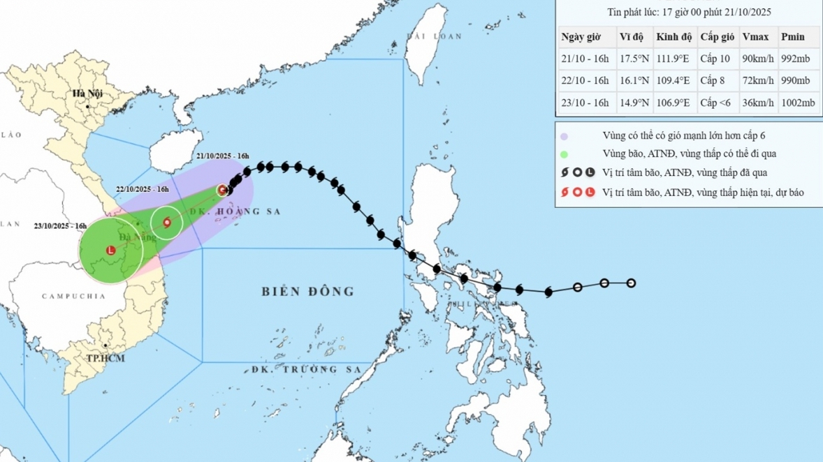 Dự báo thời tiết ngày mai (22/10): Hà Nội gió Đông Bắc cấp 3, Bắc Bộ ngày nắng; bão số 12 di chuyển trên vùng biển phía Bắc đặc khu Hoàng Sa