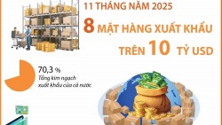 11 tháng năm 2025: 8 mặt hàng xuất khẩu trên 10 tỷ USD