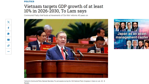 Dư luận Nhật Bản bày tỏ quan tâm đặc biệt đến Đại hội XIV của Việt Nam