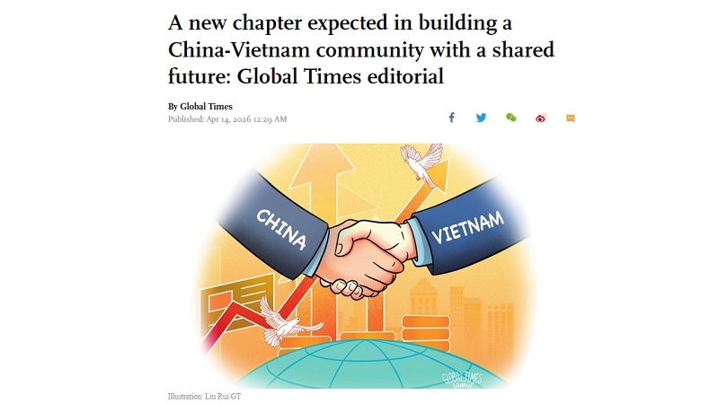 Global Times đăng bài xã luận ngay trước chuyến thăm cấp Nhà nước Trung Quốc của Tổng Bí thư, Chủ tịch nước Tô Lâm