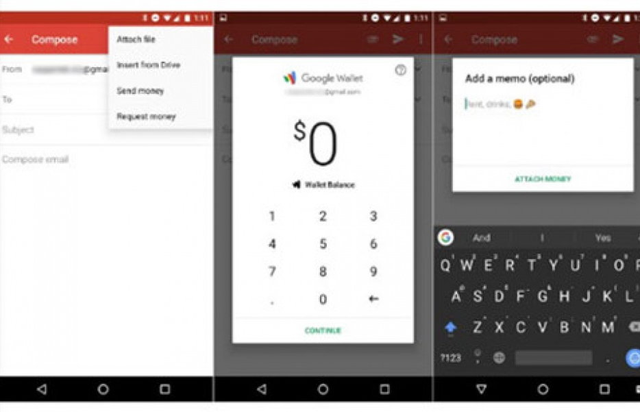 Chuyển tiền bằng Gmail trên smartphone Androi