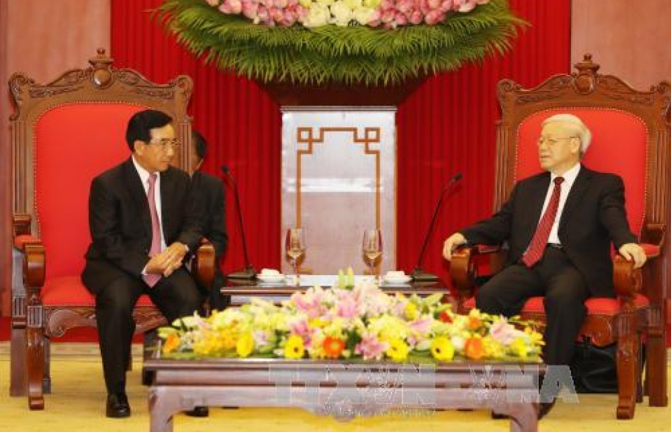 Tổng Bí thư tiếp đoàn đại biểu cấp cao Đảng, Nhà nước Lào