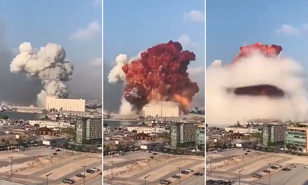 Cột khói hình nấm xuất hiện ngay sau tiếng nổ kinh hoàng ở Beirut, ngày 4/8. (Nguồn: SIPA) vu-no-o-beirut-tham-hoa-duoc-bao-truoc