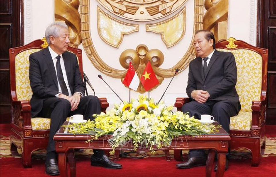 Phó Thủ tướng Thường trực Trương Hòa Bình tiếp Phó Thủ tướng Singapore