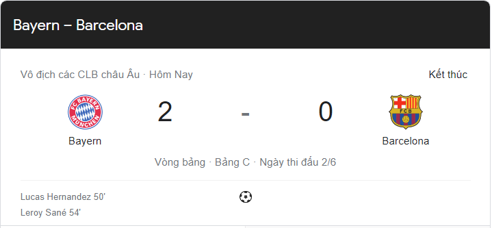 Link xem trực tiếp Bayern Munich vs Barcelona (02h00 ngày 14/9) vòng bảng Cúp C1 châu Âu
