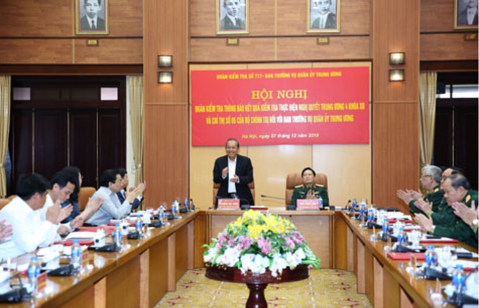 Thông báo kết quả kiểm tra tại Quân uỷ Trung ương