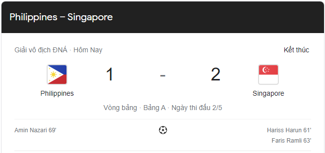 Link xem trực tiếp Philippines vs Singapore 19h30 ngày 8/12 AFF Cup 2020