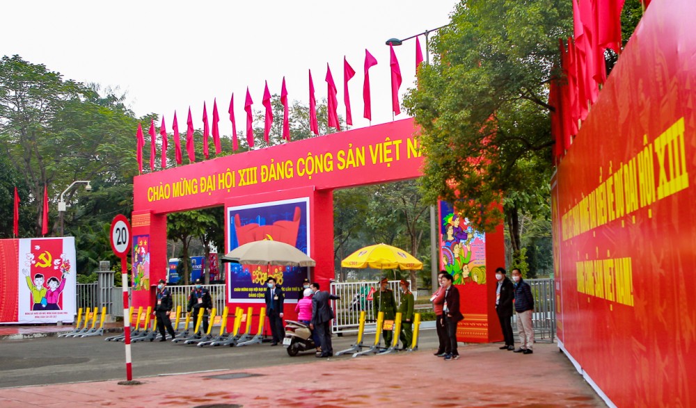 An ninh khu vực tổ chức Đại hội XIII của Đảng được thắt chặt, đảm bảo tuyệt đối an toàn.