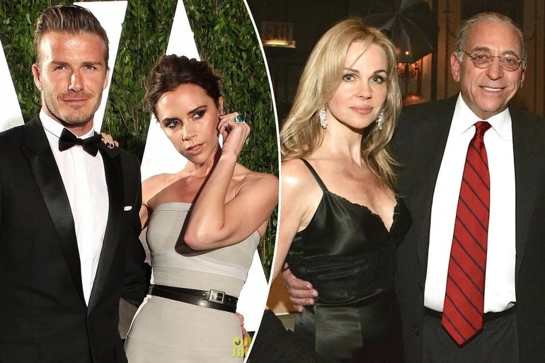 Vợ chồng Beckham (trái) và vợ chồng ông bà thông gia (phải) (Ảnh: Hello Magazine). Vợ chồng Beckham (trái) và vợ chồng ông bà thông gia (phải) (Ảnh: Hello Magazine).