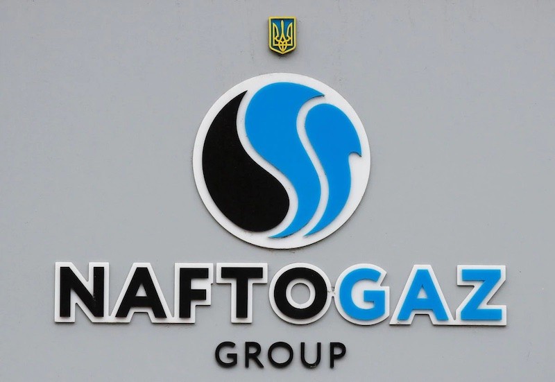 Logo của công ty năng lượng nhà nước của Ukraine Naftogaz được nhìn thấy bên ngoài trụ sở chính của công ty ở trung tâm Kyiv, Ukrain. (Nguồn: Reuters) Logo của công ty năng lượng nhà nước của Ukraine Naftogaz được nhìn thấy bên ngoài trụ sở chính của công ty ở trung tâm Kyiv, Ukrain. (Nguồn: Reuters)