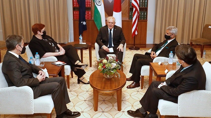 Hội đàm Ngoại trưởng nhóm Bộ tứ: Cam kết hợp tác đảm bảo không có 'cưỡng ép' ở Ấn Độ Dương-Thái Bình Dương. (Nguồn: The News Yard) Hội đàm Ngoại trưởng nhóm Bộ tứ: Cam kết hợp tác đảm bảo không có 'cưỡng ép' ở Ấn Độ Dương-Thái Bình Dương. (Nguồn: The News Yard)