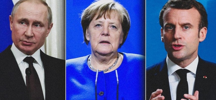 Tổng thống Pháp và Thủ tướng Đức hội đàm với Tổng thống Nga Putin, định đưa vaccine Sputnik V về châu Âu. (Nguồn: Ada Haber) Tổng thống Pháp và Thủ tướng Đức hội đàm với Tổng thống Nga Putin, định đưa vaccine Sputnik V về châu Âu. (Nguồn: Ada Haber)