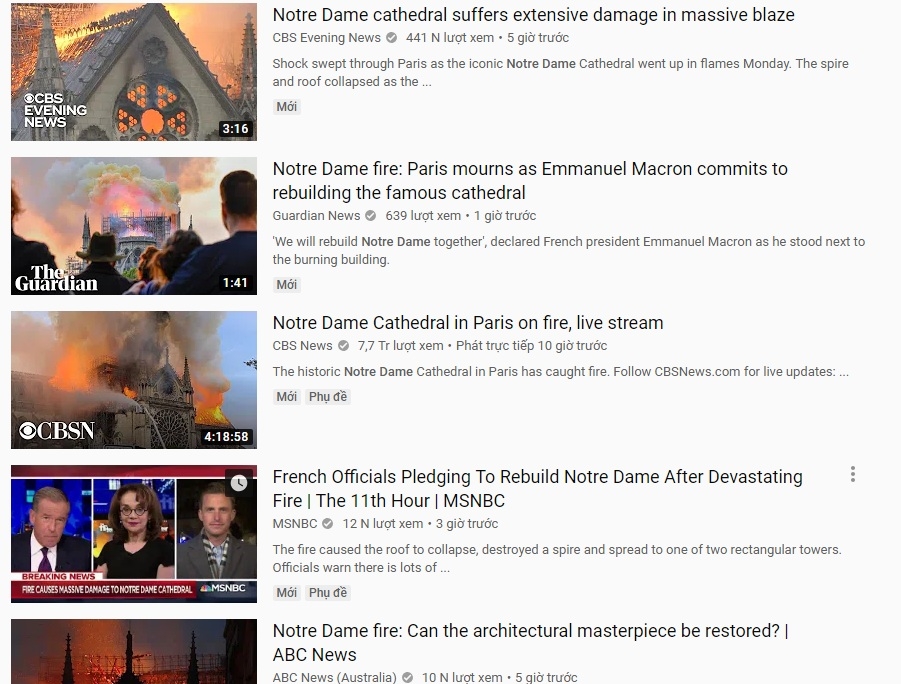 YouTube "gán" cháy Nhà thờ Đức Bà Paris với vụ khủng bố 11/9 youtube gan chay nha tho duc ba paris voi vu khung bo 119