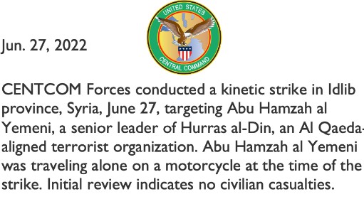 Mỹ bất ngờ không kích tỉnh miền Bắc Syria