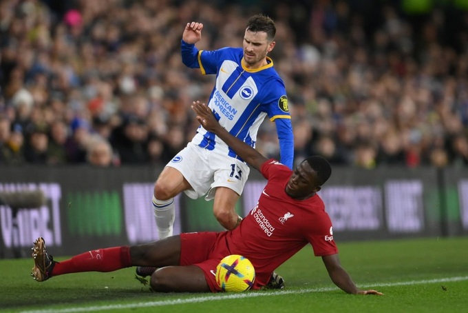 Thi đấu bạc nhược trên sân Brighton, Liverpool tụt xuống vị trí thứ 9