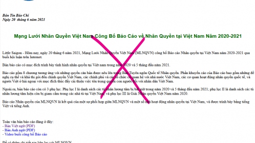 Báo cáo của ‘Mạng lưới nhân quyền Việt Nam’: Võ đoán và suy diễn