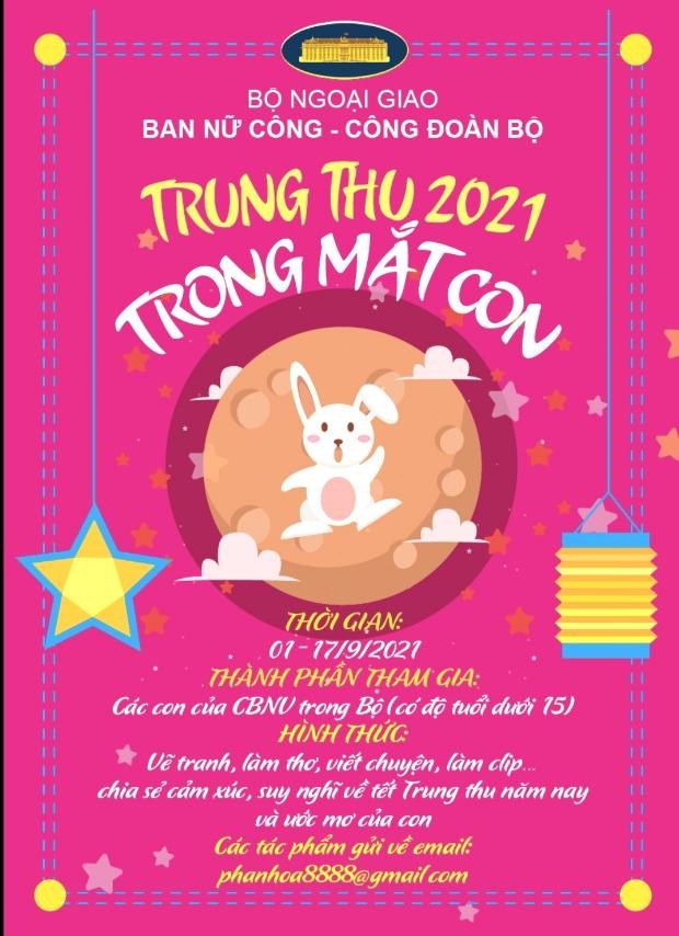 Ban Nữ công - Công đoàn Bộ Ngoại giao phát động chương trình 'Trung thu 2021 trong mắt con'