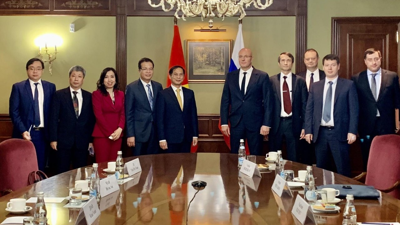 Bộ trưởng Ngoại giao Bùi Thanh Sơn hội kiến với Phó Thủ tướng Nga Dmitry Chernyshenko