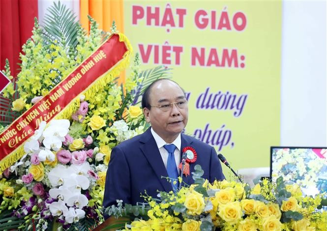 Chủ tịch nước Nguyễn Xuân Phúc phát biểu tại buổi lễ. (Nguồn: TTXVN) Chủ tịch nước Nguyễn Xuân Phúc phát biểu tại buổi lễ. (Nguồn: TTXVN)