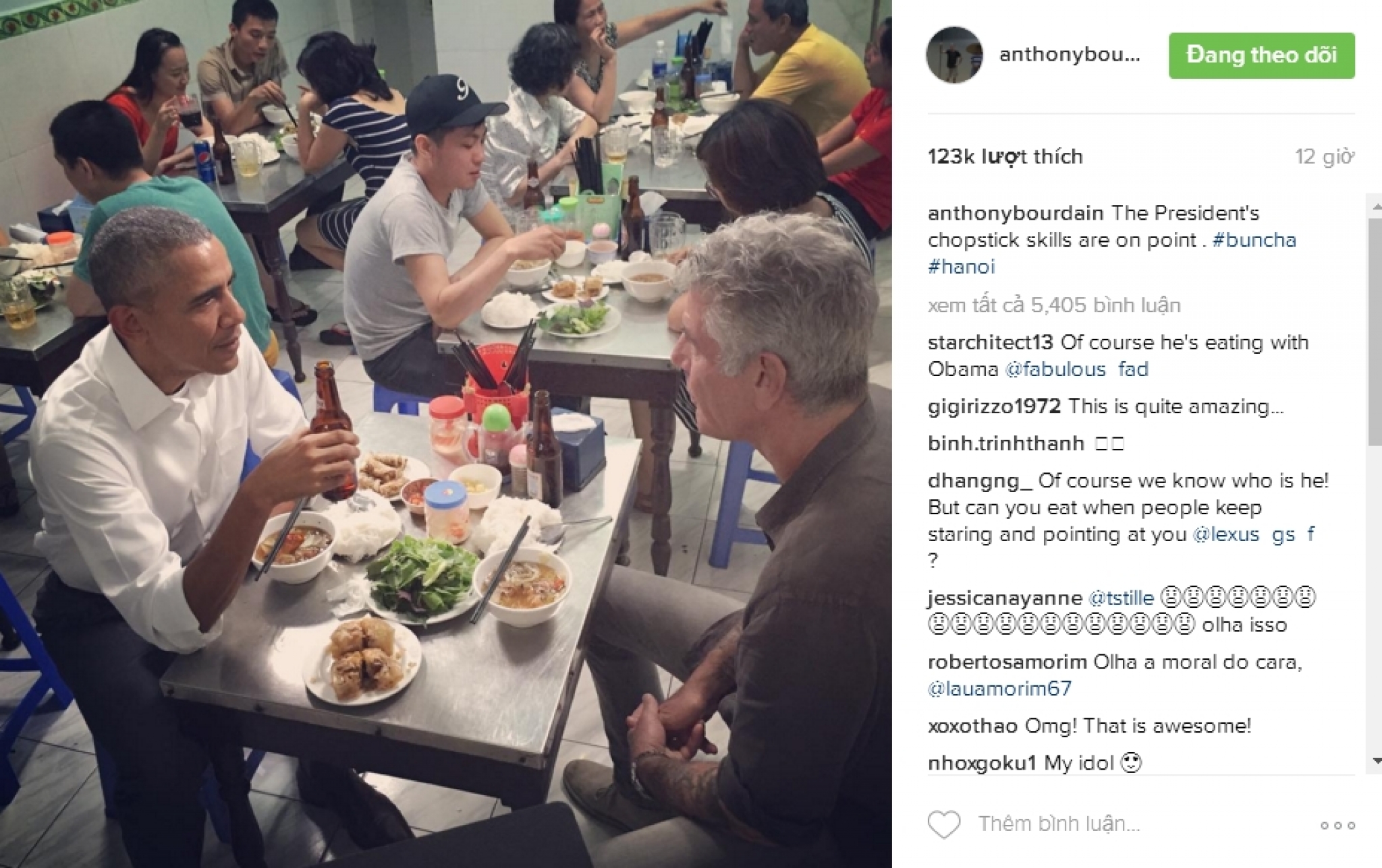 dang sau tam anh tong thong obama an bun cha