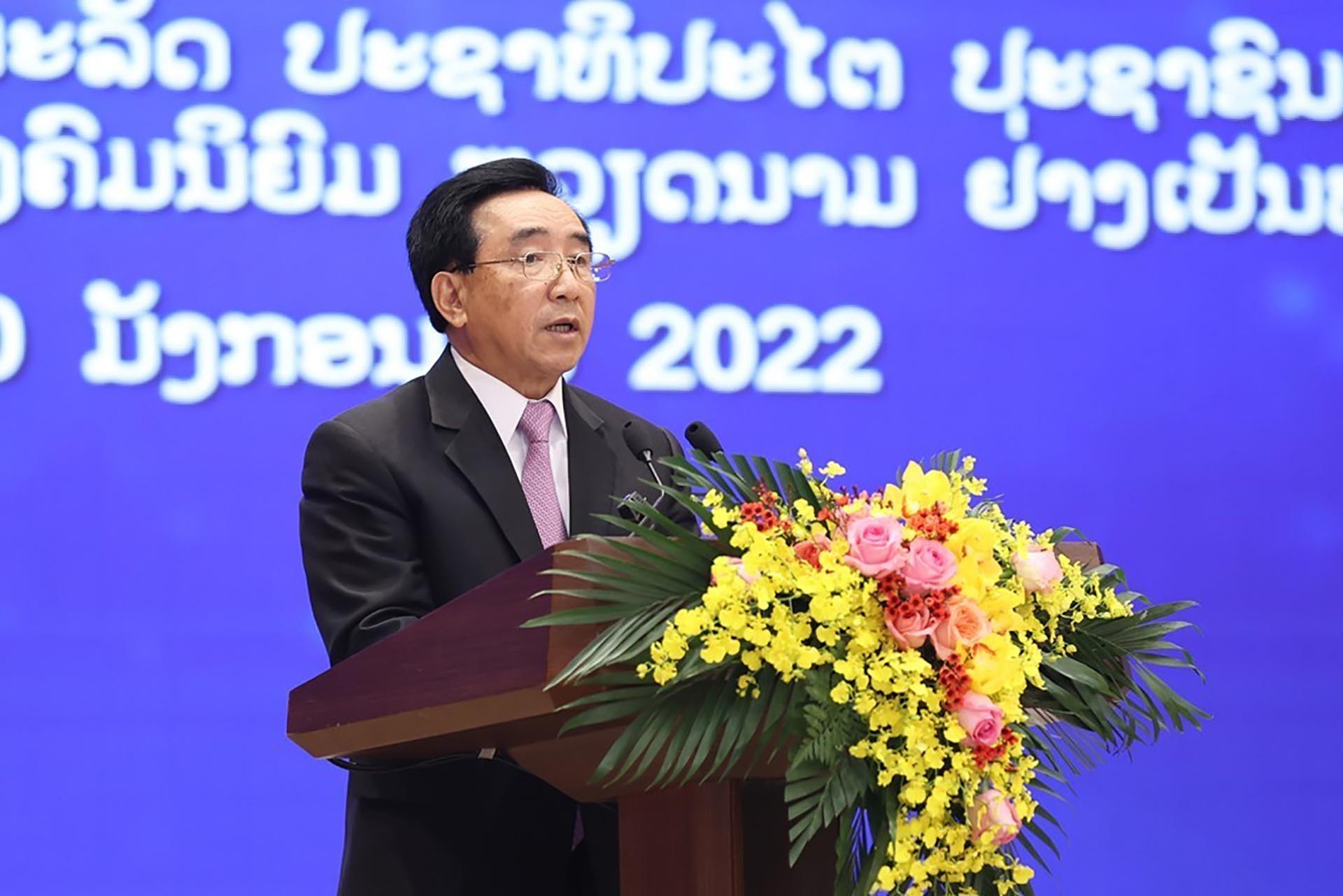 Thủ tướng Lào Phankham Viphavanh phát biểu tại buổi lễ. (Nguồn: TTXVN) Thủ tướng Lào Phankham Viphavanh phát biểu tại buổi lễ. (Nguồn: TTXVN)