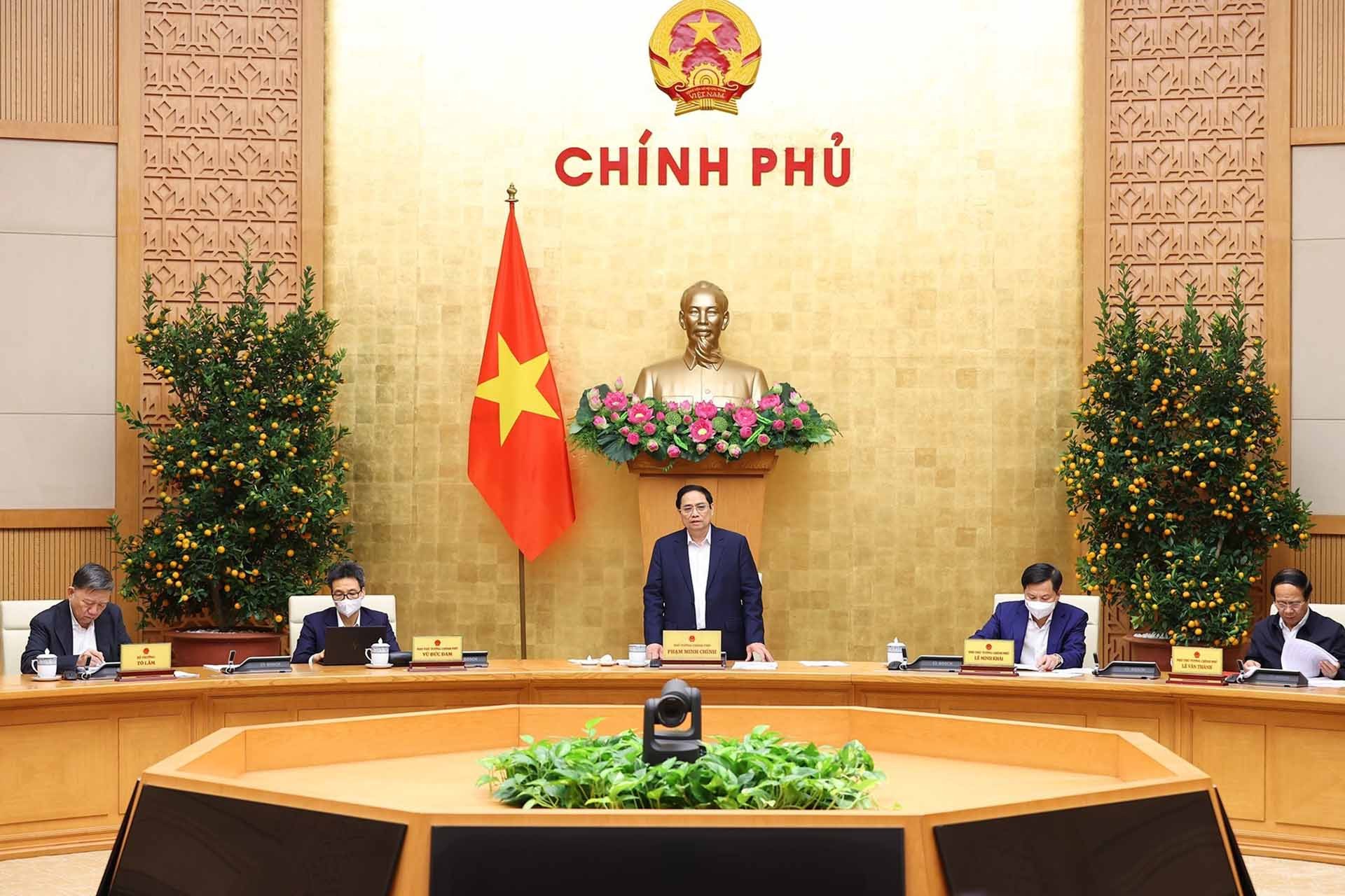 Thủ tướng Phạm Minh Chính chủ trì Phiên họp Chính phủ tháng 1 năm 2022. (Nguồn: TTXVN) Thủ tướng Phạm Minh Chính chủ trì Phiên họp Chính phủ tháng 1 năm 2022. (Nguồn: TTXVN)