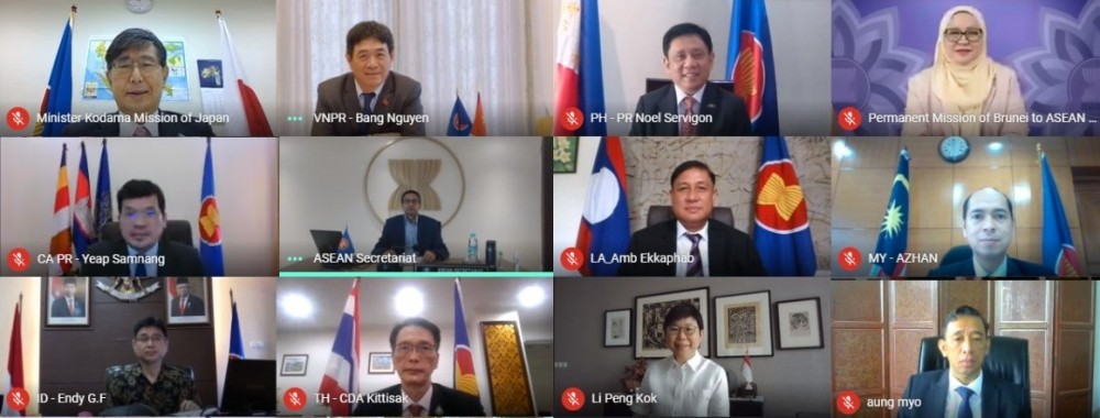 Đại sứ Nguyễn Hải Bằng, Trưởng Phái đoàn Việt Nam tại ASEAN, đã cùng Đại sứ Nhật Bản Chiba Akira đồng chủ trì cuộc họp.