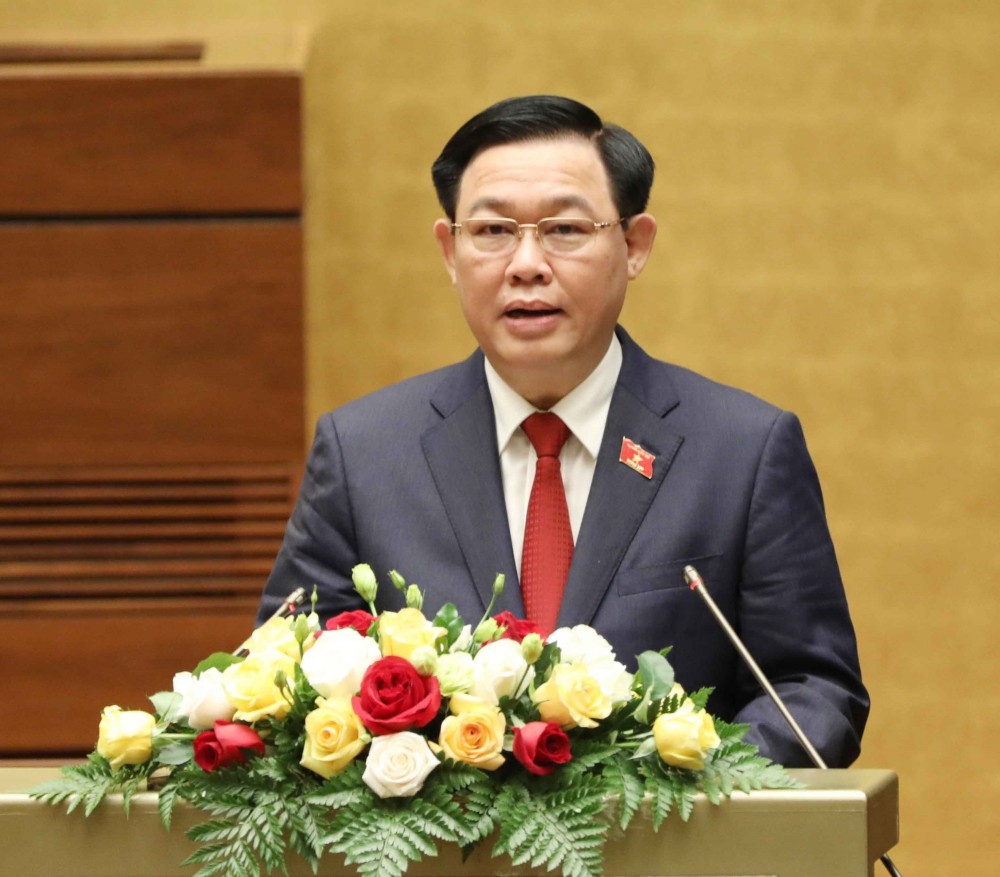 Chủ tịch Quốc hội Vương Đình Huệ phát biểu nhậm chức. Ảnh: Phương Hoa - TTXVN