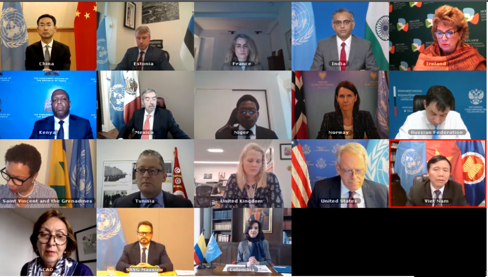 Hội đồng Bảo an Liên hợp quốc (HĐBA LHQ) đã họp trực tuyến để thảo luận về tình hình tại Colombia và hoạt động của Phái bộ Giám sát LHQ Hội đồng Bảo an Liên hợp quốc (HĐBA LHQ) đã họp trực tuyến để thảo luận về tình hình tại Colombia và hoạt động của Phái bộ Giám sát LHQ