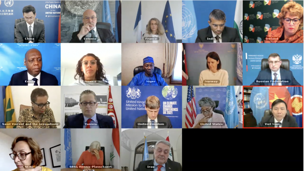 Hội đồng Bảo an Liên hợp quốc đã họp trực tuyến mở về tình hình Iraq và hoạt động của Phái bộ LHQ Hỗ trợ Iraq (UNAMI). Hội đồng Bảo an Liên hợp quốc đã họp trực tuyến mở về tình hình Iraq và hoạt động của Phái bộ LHQ Hỗ trợ Iraq (UNAMI).