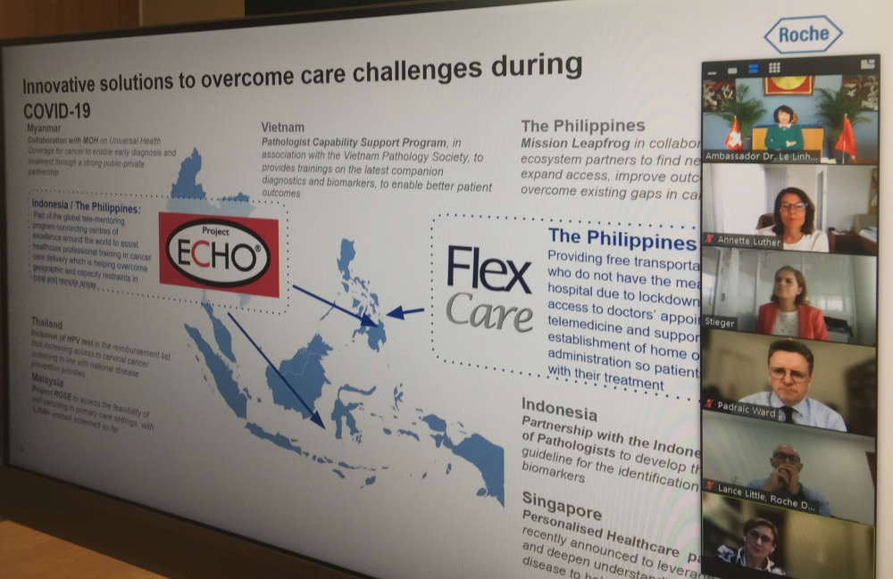 Đại sứ Lê Linh Lan và nhóm đại sứ các nước ASEAN đã có cuộc làm việc trực tuyến với Ban lãnh đạo Tập đoàn dược phẩm Roche (Thụy Sỹ) về các khả năng hợp tác trong cuộc chiến phòng chống Covid-19 Đại sứ Lê Linh Lan và nhóm đại sứ các nước ASEAN đã có cuộc làm việc trực tuyến với Ban lãnh đạo Tập đoàn dược phẩm Roche (Thụy Sỹ) về các khả năng hợp tác trong cuộc chiến phòng chống Covid-19