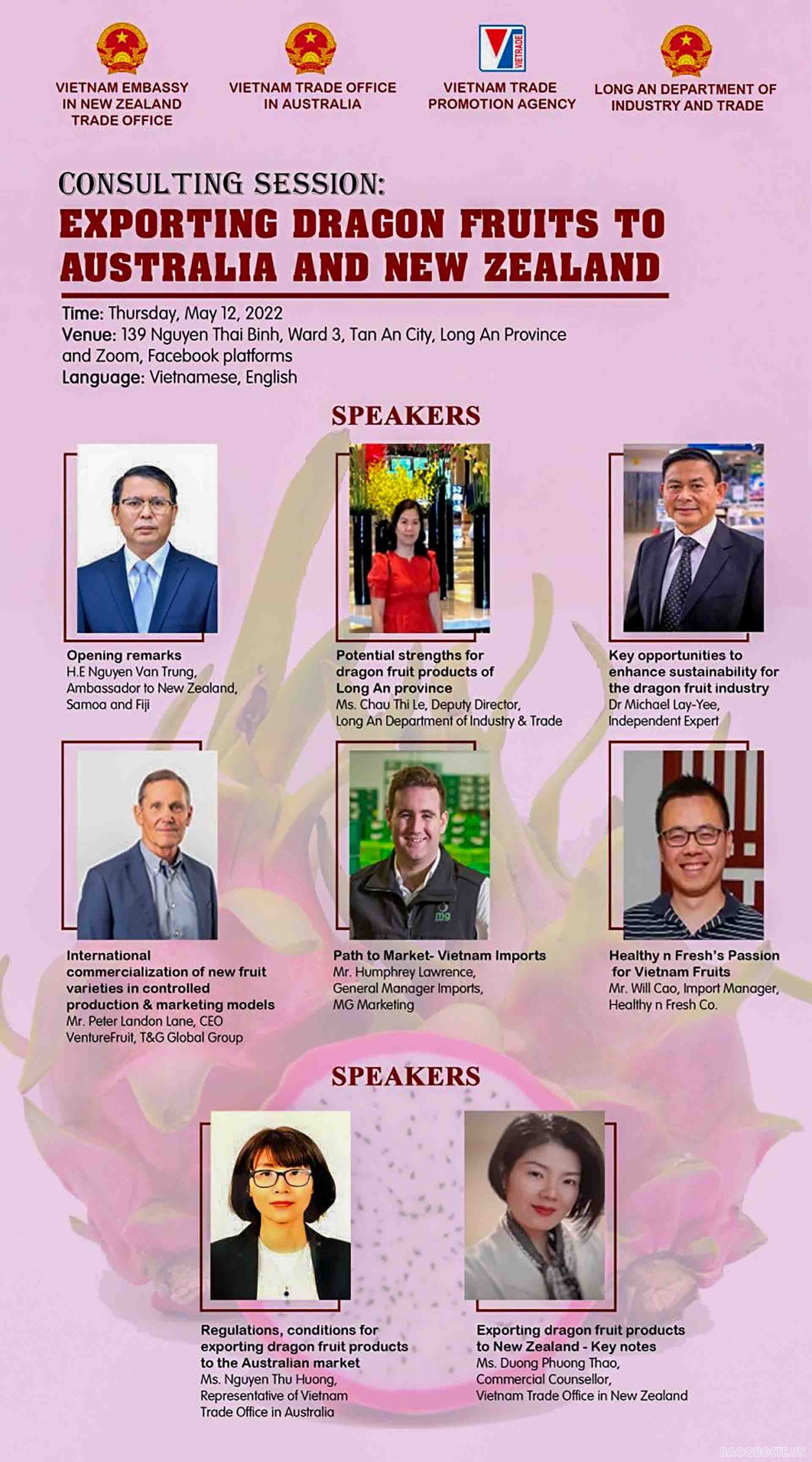 Hội thảo “Tư vấn xuất khẩu quả thanh long sang thị trường Australia và New Zealand” bằng hình thức trực tuyến Hội thảo “Tư vấn xuất khẩu quả thanh long sang thị trường Australia và New Zealand” bằng hình thức trực tuyến