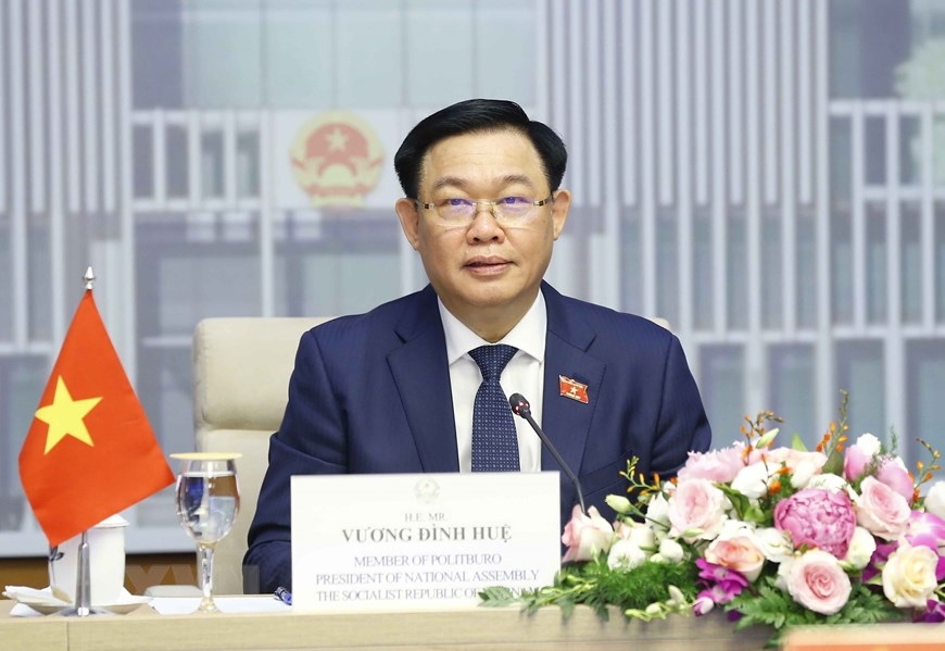 Chủ tịch Quốc hội Vương Đình Huệ phát biểu. (Nguồn: TTXVN)