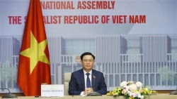 Chủ tịch Quốc hội Vương Đình Huệ hội đàm trực tuyến với Chủ tịch Nhân đại Trung Quốc Lật Chiến Thư