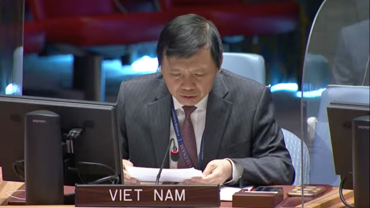 Đại sứ Đặng Đình Quý, Trưởng Phái đoàn thường trực Việt Nam tại LHQ phát biểu tại cuộc họp
