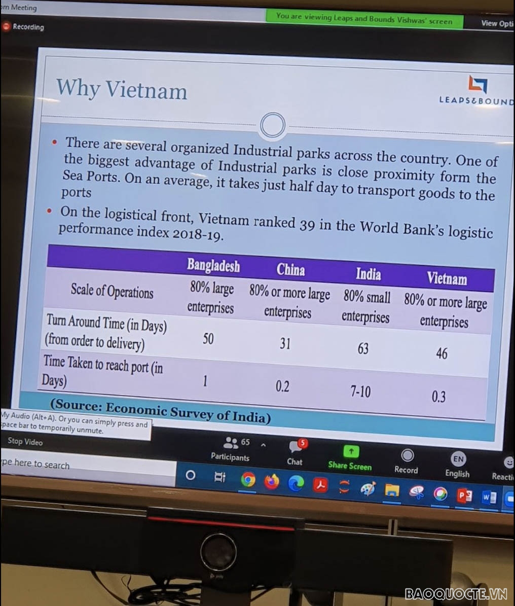 Đại sứ quán đã kết nối nhóm các nhà đầu tư Ấn Độ với đại diện của các chính quyền địa phương tại Việt Nam nhằm giới thiệu và thúc đẩy ý tưởng xây dựng các Công viên Dược phẩm
