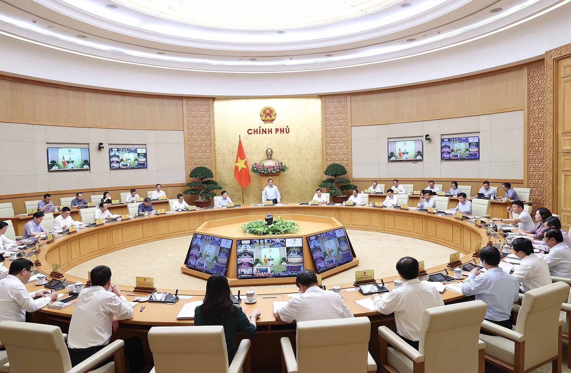 Quang cảnh hội nghị tại điểm cầu Chính phủ. (Nguồn: TTXVN) Quang cảnh hội nghị tại điểm cầu Chính phủ. (Nguồn: TTXVN)