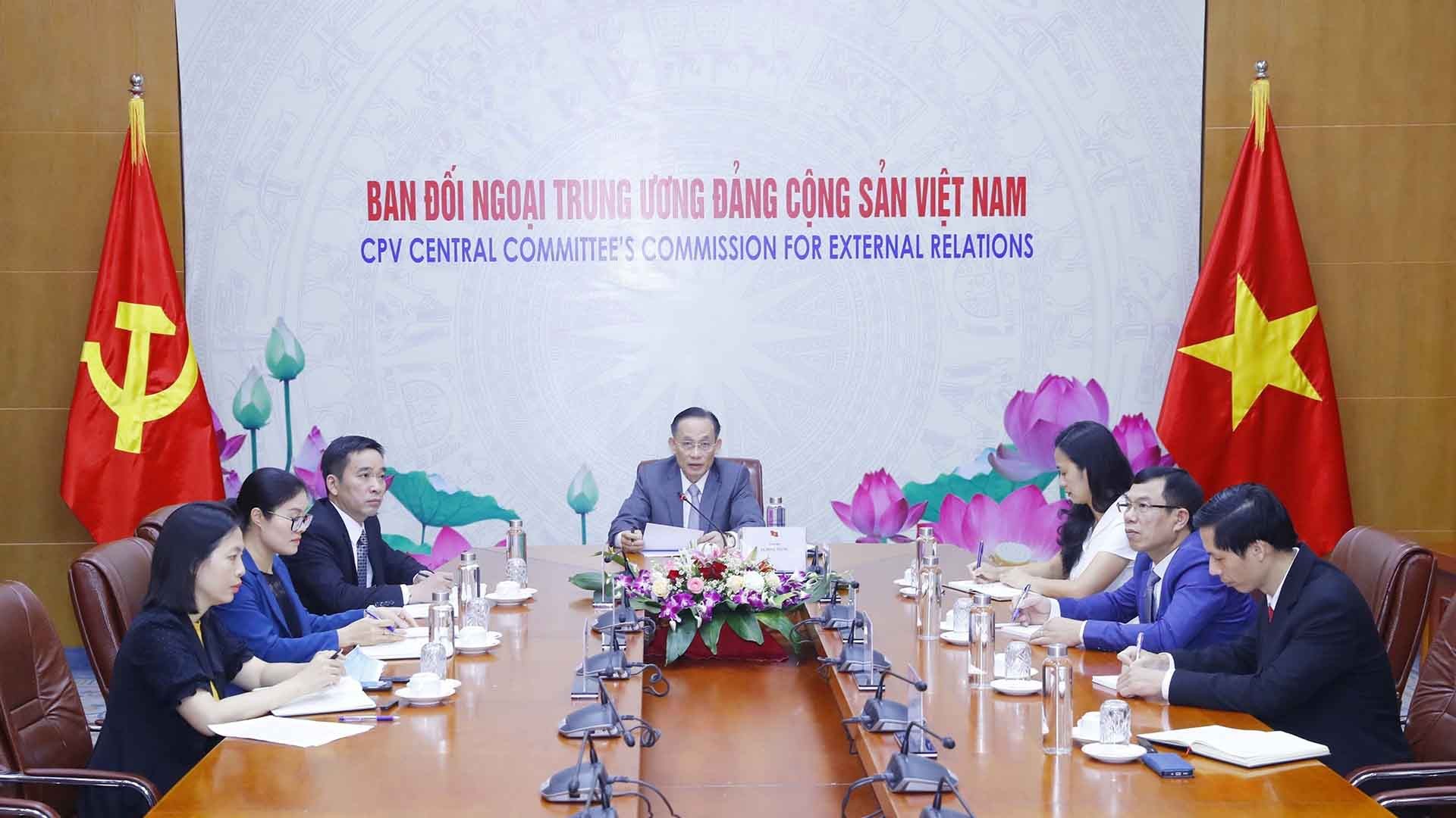 Quang cảnh hội đàm trực tuyến. Ảnh: Phương Hoa - TTXVN Quang cảnh hội đàm trực tuyến. Ảnh: Phương Hoa - TTXVN