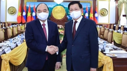Chủ tịch nước Nguyễn Xuân Phúc hội đàm với Tổng Bí thư, Chủ tịch nước Lào Thongloun Sisoulith