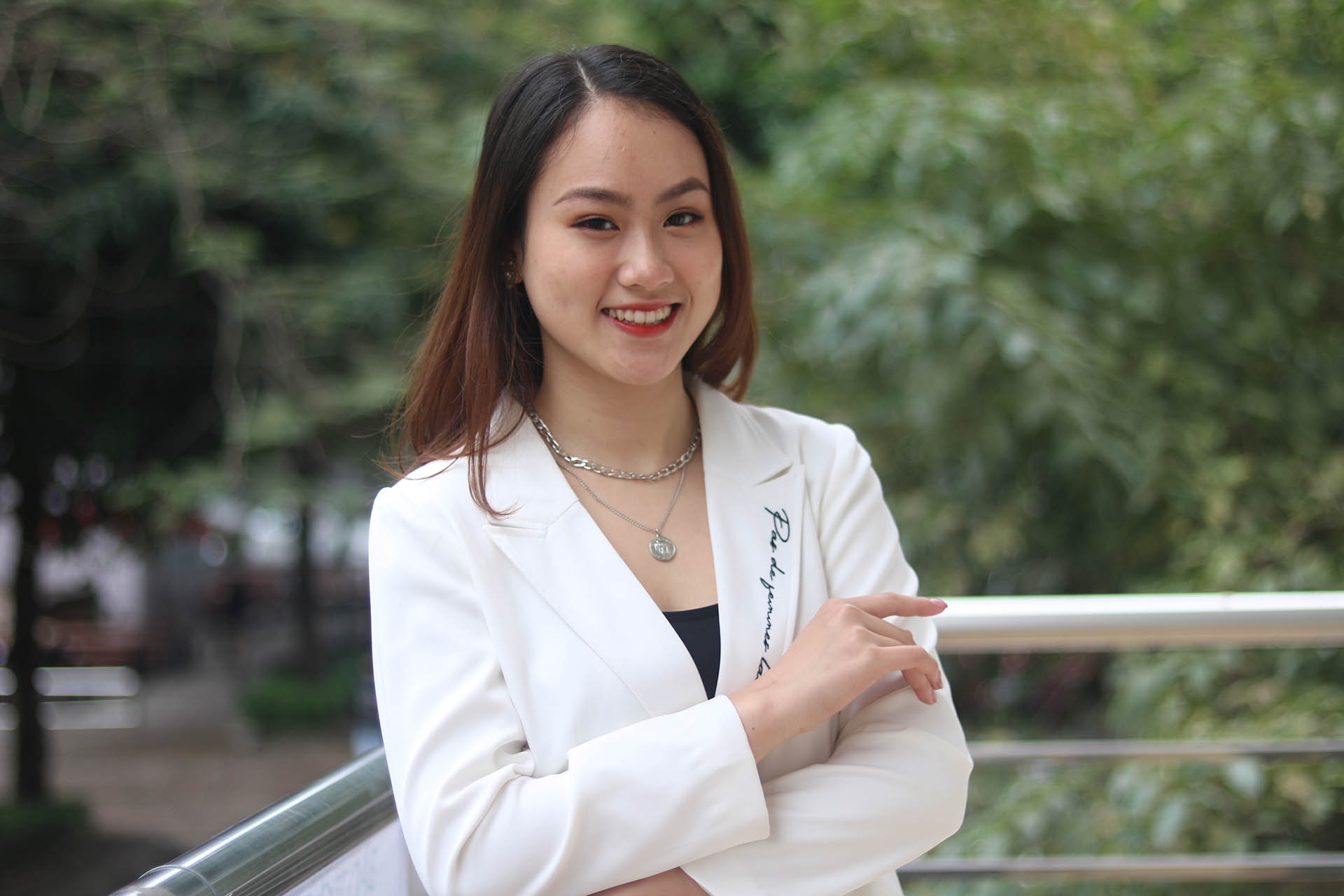 Chị Phùng Trang Linh, sinh viên Đại học Ngoại thương, một trong mười quán quân của chương trình Youth4disarmament. (Nguồn: NVCC)