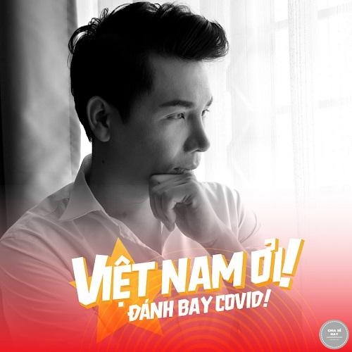 Minh Beta trên nền lời bài “Việt Nam ơi! Đánh bay Covid”. (Nguồn: Ichiase) 