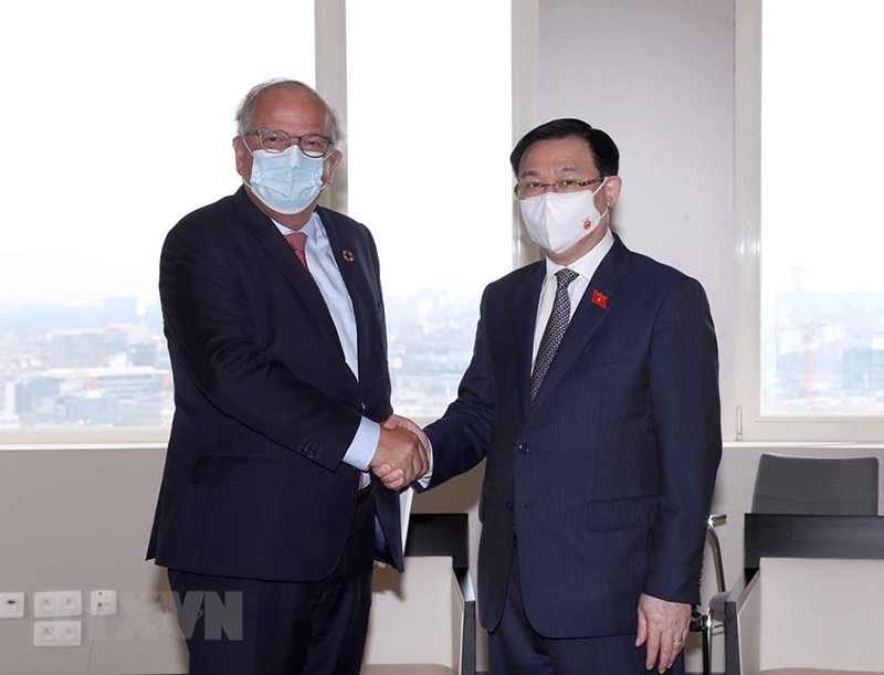 Chủ tịch Quốc hội Vương Đình Huệ tiếp lãnh đạo Tập đoàn Deme. (Nguồn: TTXVN) Chủ tịch Quốc hội Vương Đình Huệ tiếp lãnh đạo Tập đoàn Deme. (Nguồn: TTXVN)