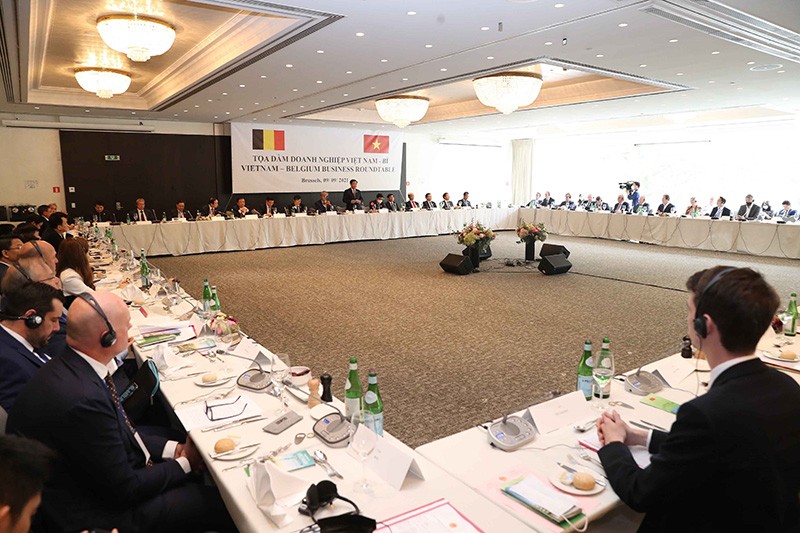 Toàn cảnh Tọa đàm doanh nghiệp Việt Nam-Vương quốc Bỉ. (Nguồn: TTXVN) Toàn cảnh Tọa đàm doanh nghiệp Việt Nam-Vương quốc Bỉ. (Nguồn: TTXVN)