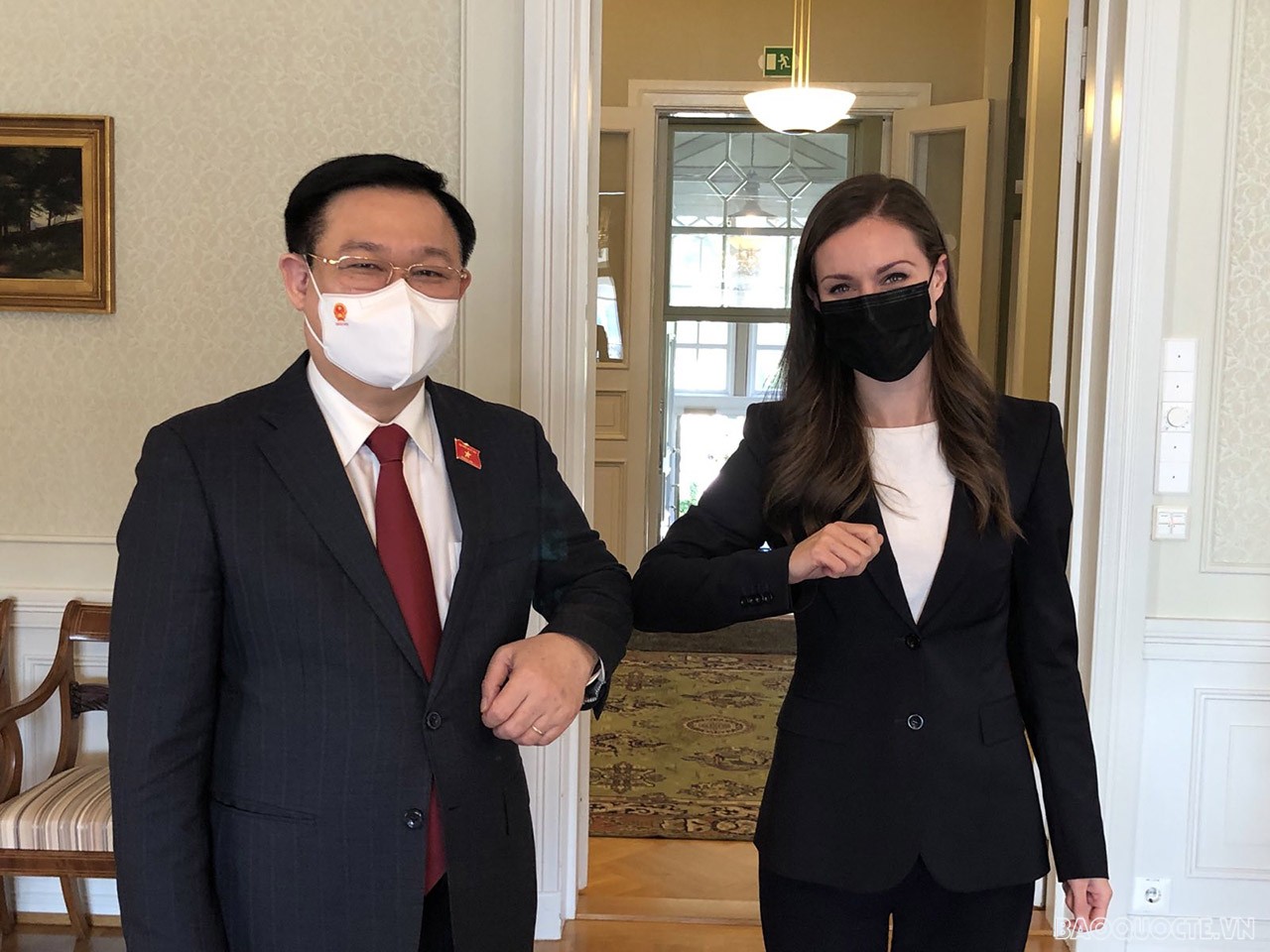 Chủ tịch Quốc hội Vương Đình Huệ hội kiến Thủ tướng Cộng hòa Phần Lan Sanna Marin. (Nguồn: BNG)) Chủ tịch Quốc hội Vương Đình Huệ hội kiến Thủ tướng Cộng hòa Phần Lan Sanna Marin. (Nguồn: BNG))